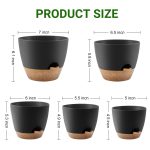 FOUKUS Set of 5 Self-Watering Plant Pots with Drainage – Eco-Friendly Plastic Planters for Indoor & Outdoor Use – Pots for Succulents, Cactus, Snake Plants (7, 6.5, 6, 5.5, 5) – Green - Image 15